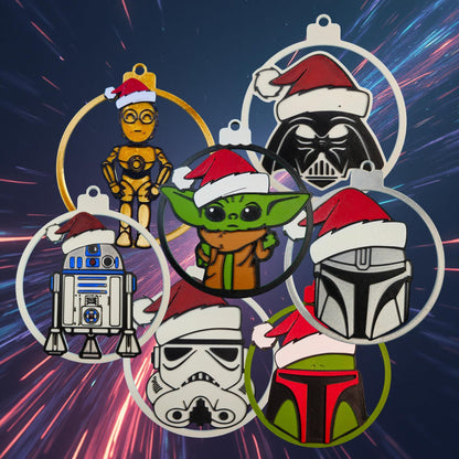 Galactic Holiday Ornament Set (7 Piece) | 3D Printed Sci-Fi Christmas Tree Decor