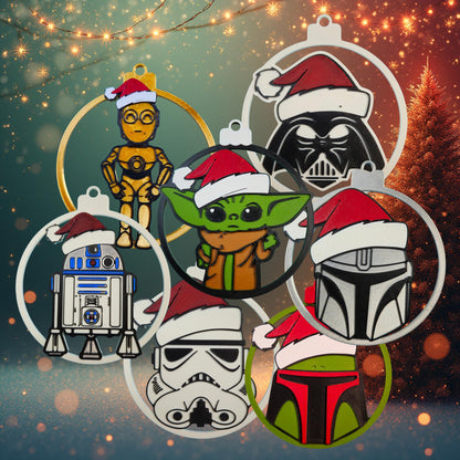 Galactic Holiday Ornament Set (7 Piece) | 3D Printed Sci-Fi Christmas Tree Decor