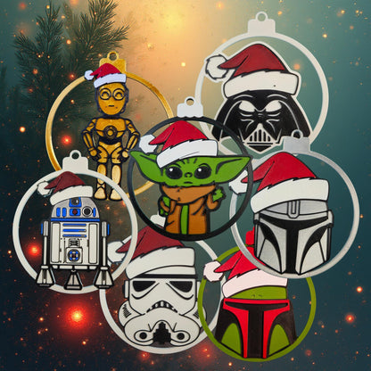 Galactic Holiday Ornament Set (7 Piece) | 3D Printed Sci-Fi Christmas Tree Decor