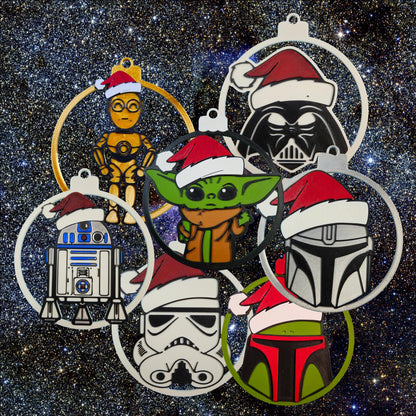 Galactic Holiday Ornament Set (7 Piece) | 3D Printed Sci-Fi Christmas Tree Decor