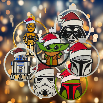 Galactic Holiday Ornament Set (7 Piece) | 3D Printed Sci-Fi Christmas Tree Decor