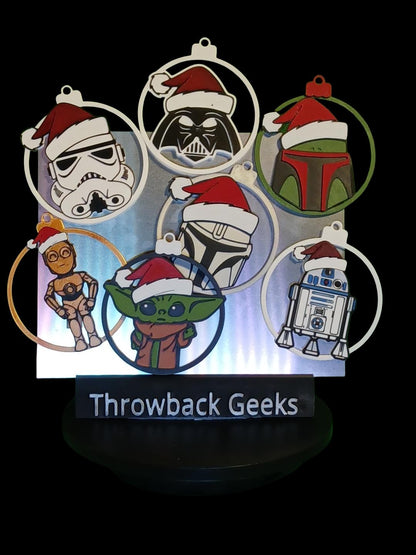 Galactic Holiday Ornament Set (7 Piece) | 3D Printed Sci-Fi Christmas Tree Decor