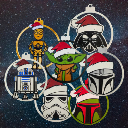 Galactic Holiday Ornament Set (7 Piece) | 3D Printed Sci-Fi Christmas Tree Decor