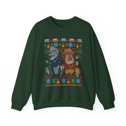Retro Fire & Snow Ugly Christmas Sweatshirt | Geeky Holiday Crewneck