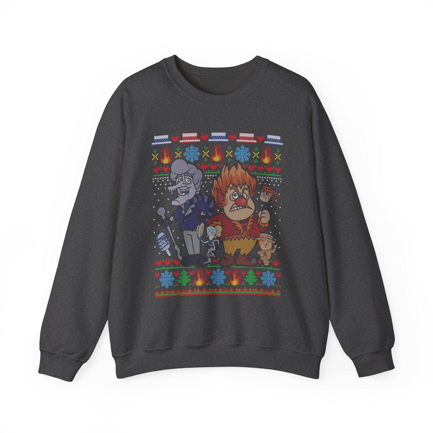 Retro Fire & Snow Ugly Christmas Sweatshirt | Geeky Holiday Crewneck