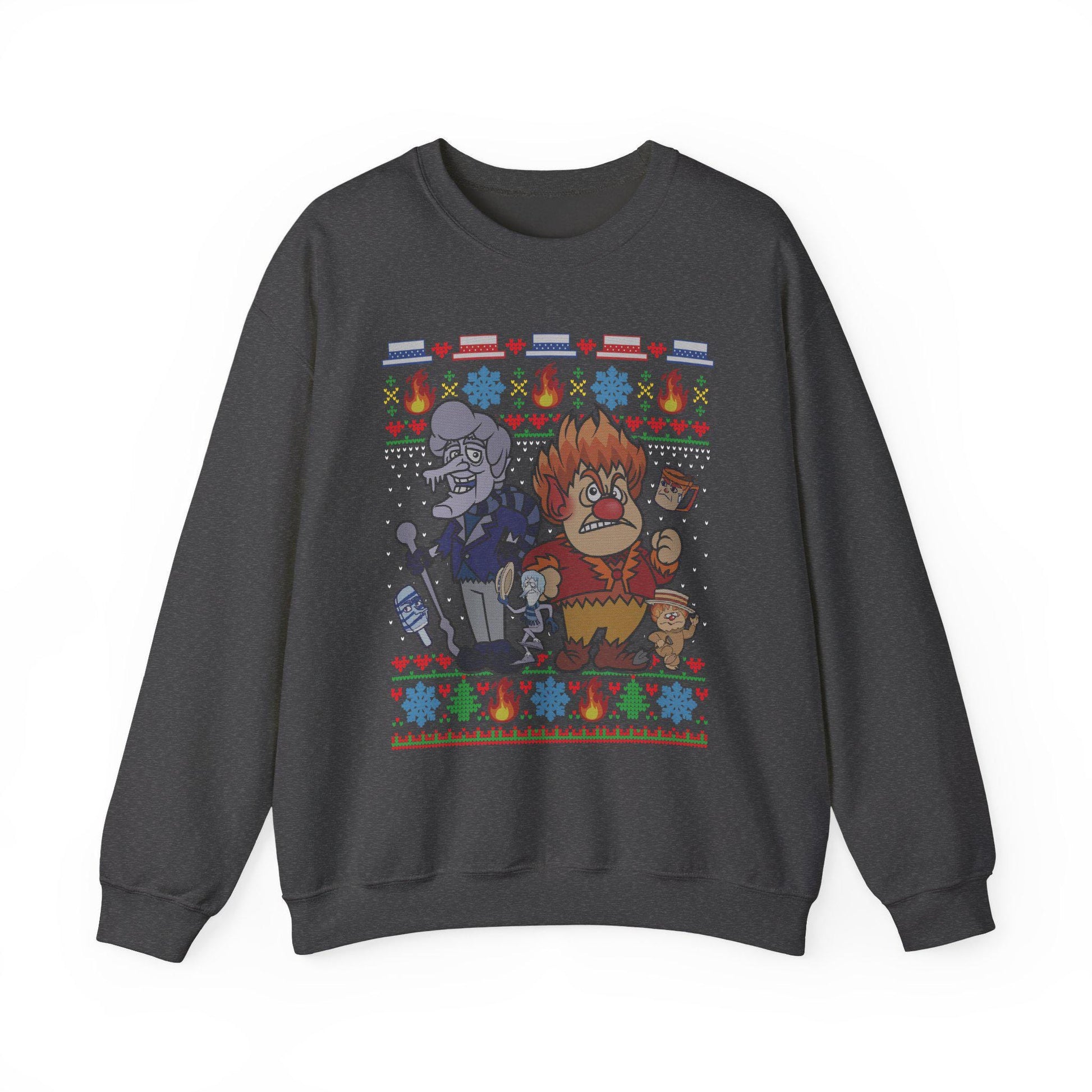 Retro Fire & Snow Ugly Christmas Sweatshirt | Geeky Holiday Crewneck