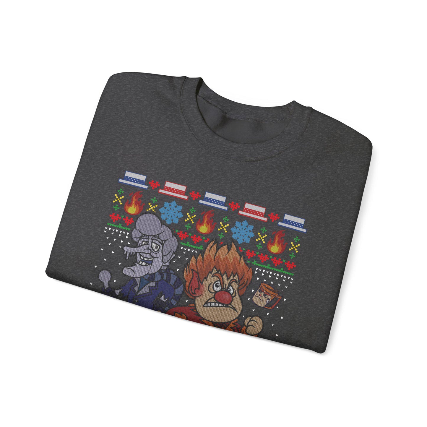 Retro Fire & Snow Ugly Christmas Sweatshirt | Geeky Holiday Crewneck