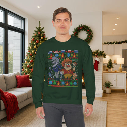 Retro Fire & Snow Ugly Christmas Sweatshirt | Geeky Holiday Crewneck