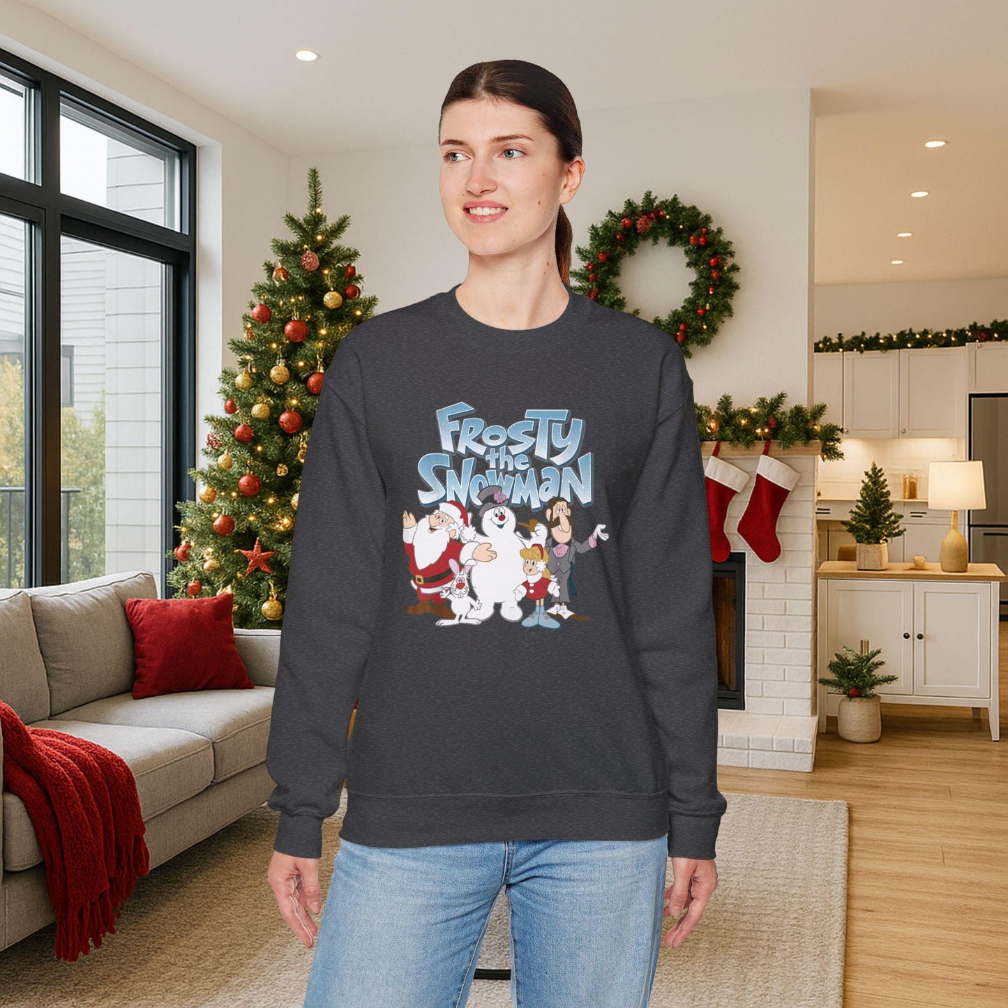 Frosty the Snowman Crewneck Sweatshirt | Holiday Cartoon Snowman Characters
