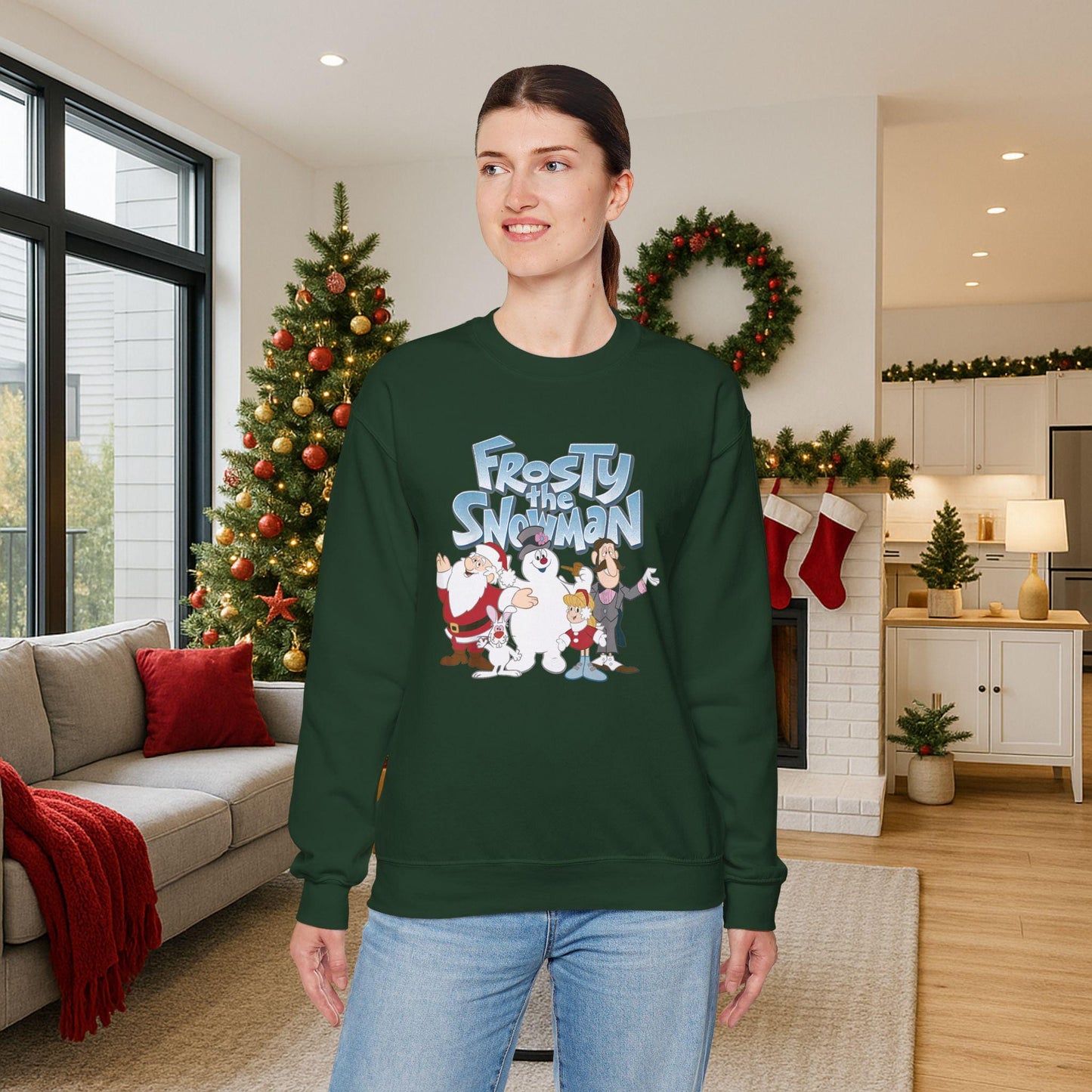 Frosty the Snowman Crewneck Sweatshirt | Holiday Cartoon Snowman Characters