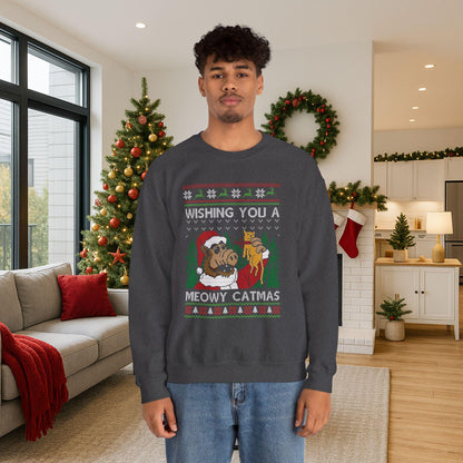 ALF Meowy Catmas Ugly Christmas Sweatshirt | 80s Sitcom Sweater
