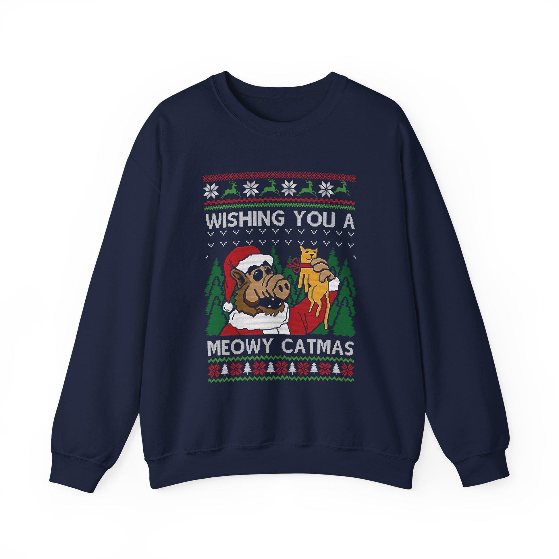 ALF Meowy Catmas Ugly Christmas Sweatshirt | 80s Sitcom Sweater