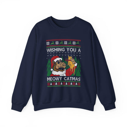 ALF Meowy Catmas Ugly Christmas Sweatshirt | 80s Sitcom Sweater