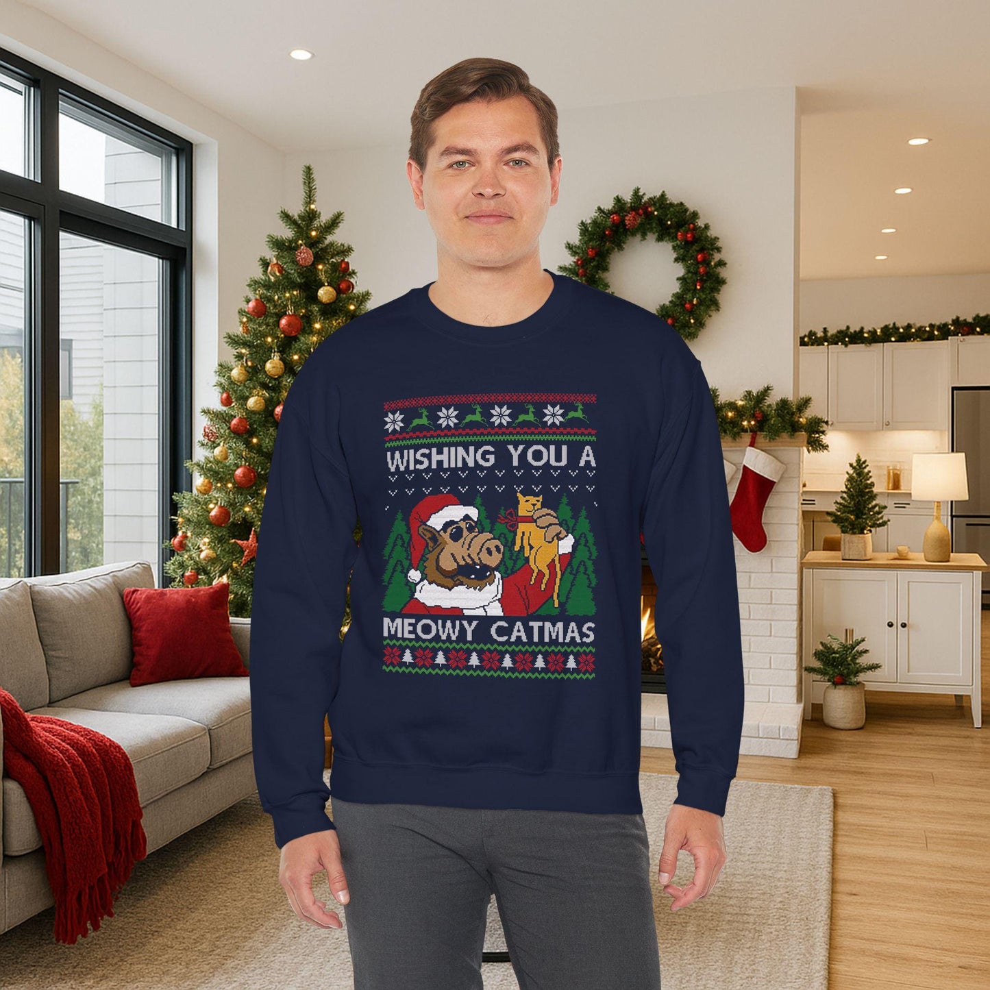 ALF Meowy Catmas Ugly Christmas Sweatshirt | 80s Sitcom Sweater