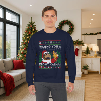 ALF Meowy Catmas Ugly Christmas Sweatshirt | 80s Sitcom Sweater
