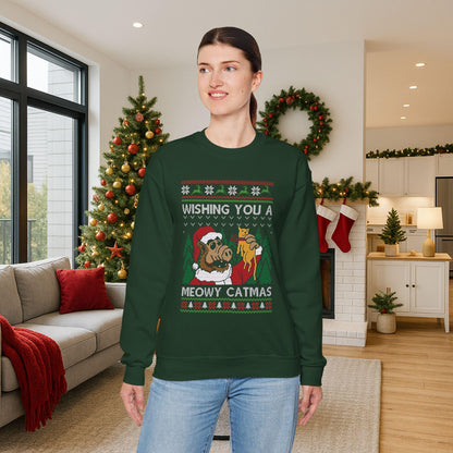 ALF Meowy Catmas Ugly Christmas Sweatshirt | 80s Sitcom Sweater