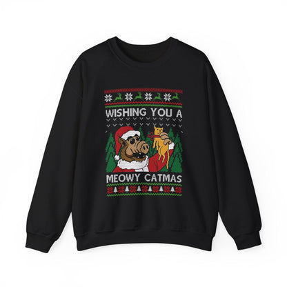 ALF Meowy Catmas Ugly Christmas Sweatshirt | 80s Sitcom Sweater