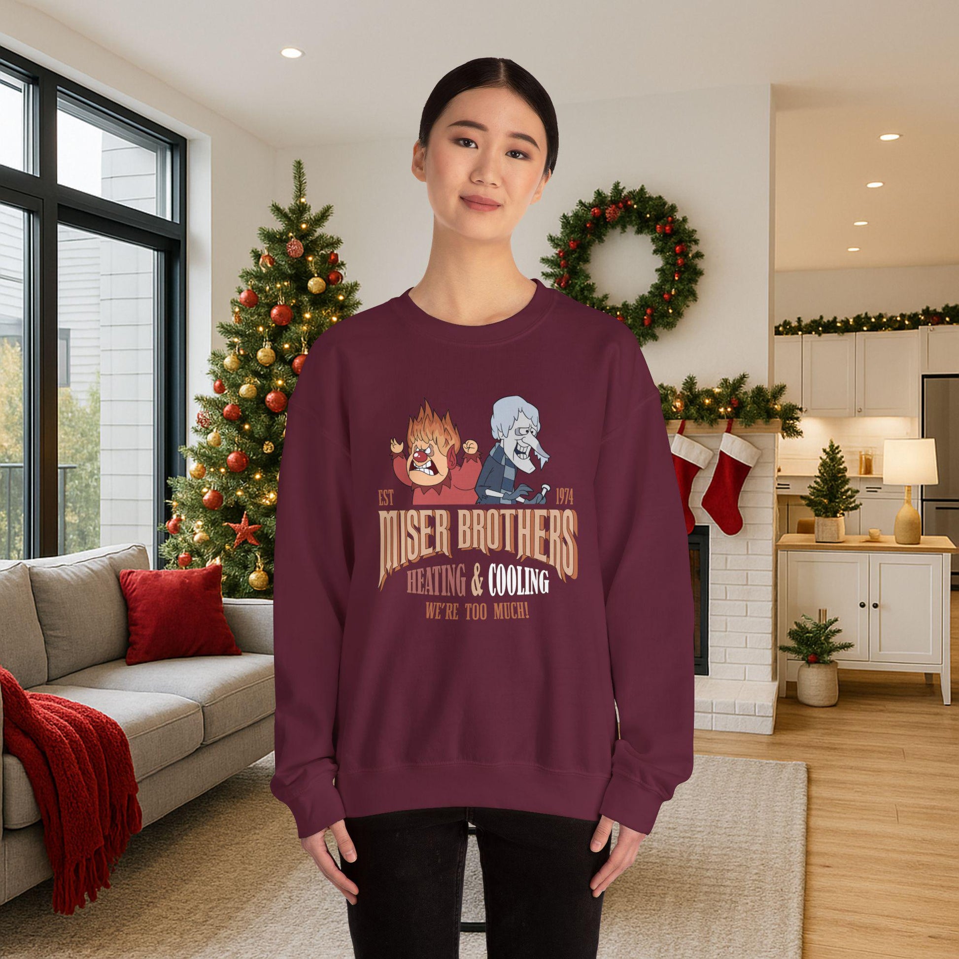 Miser Brothers Heating & Cooling Sweatshirt | Retro Christmas Crewneck