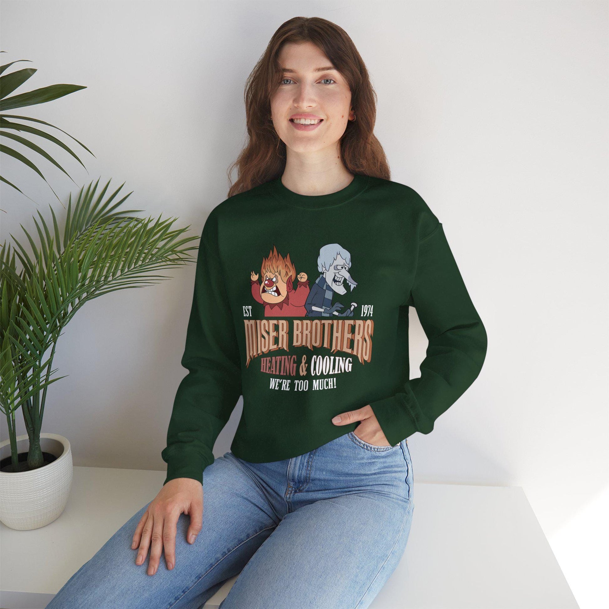 Miser Brothers Christmas Sweatshirt | Two-Tone Heating & Cooling Logo