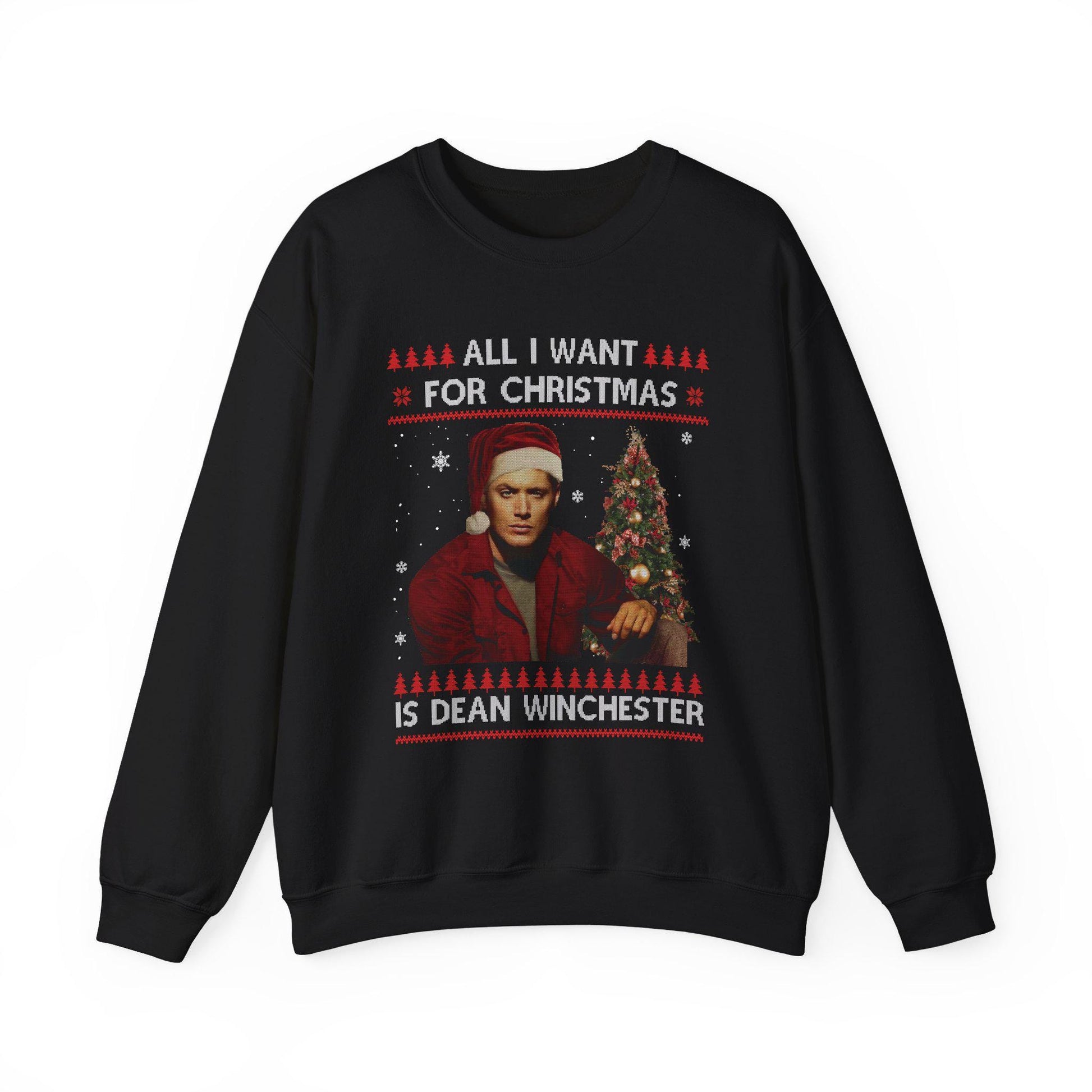 Supernatural Dean Winchester Christmas Sweatshirt | All I Want For Christmas Ugly Sweater Shirt