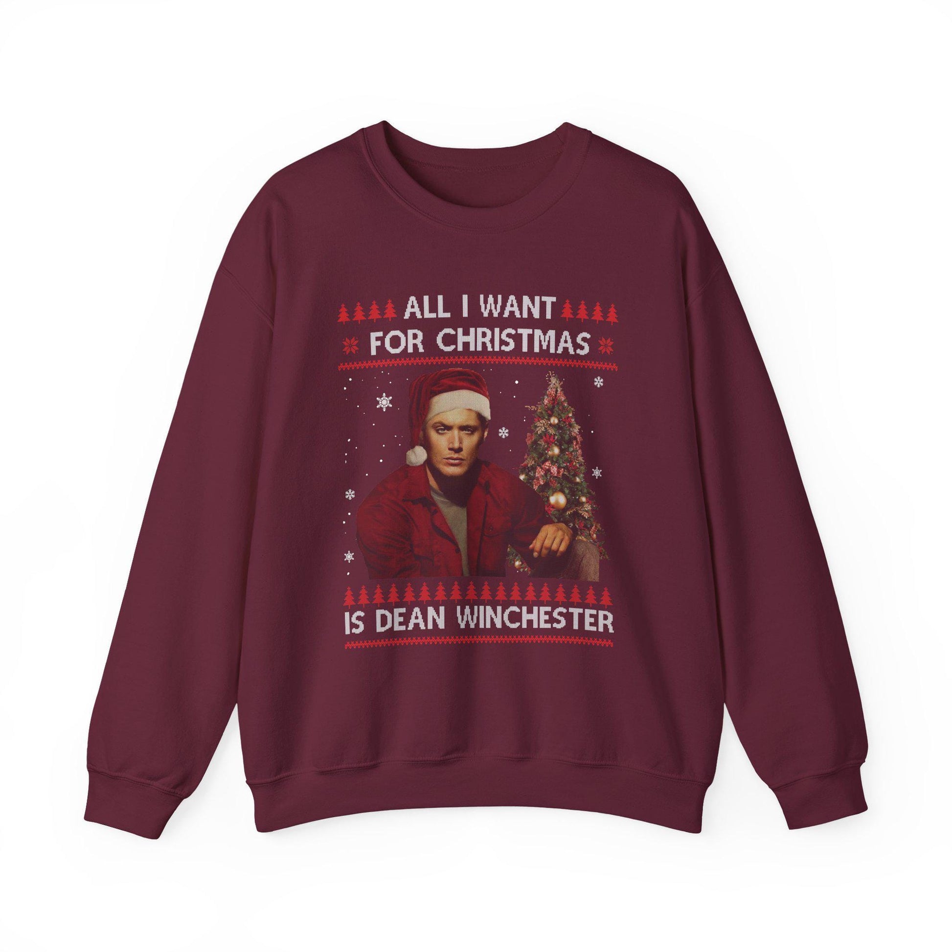 Supernatural Dean Winchester Christmas Sweatshirt | All I Want For Christmas Ugly Sweater Shirt