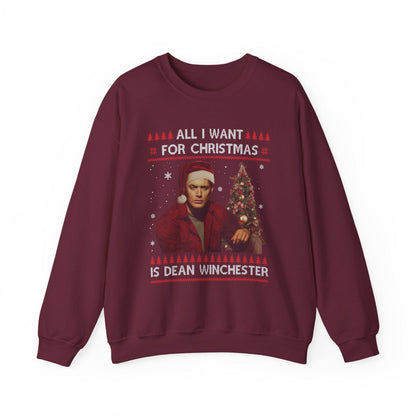 Supernatural Dean Winchester Christmas Sweatshirt | All I Want For Christmas Ugly Sweater Shirt