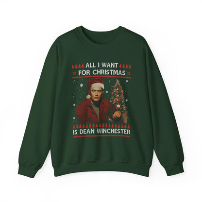 Supernatural Dean Winchester Christmas Sweatshirt | All I Want For Christmas Ugly Sweater Shirt