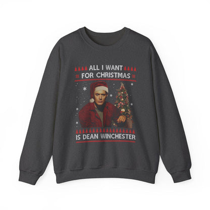 Supernatural Dean Winchester Christmas Sweatshirt | All I Want For Christmas Ugly Sweater Shirt