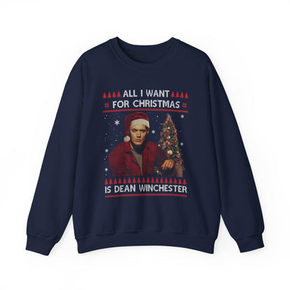 Supernatural Dean Winchester Christmas Sweatshirt | All I Want For Christmas Ugly Sweater Shirt