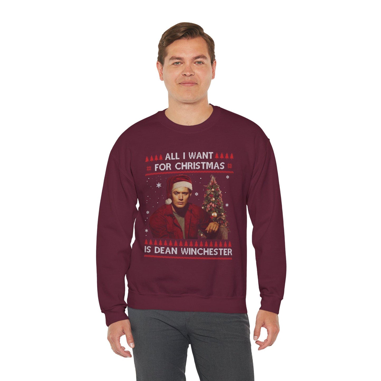 Supernatural Dean Winchester Christmas Sweatshirt | All I Want For Christmas Ugly Sweater Shirt