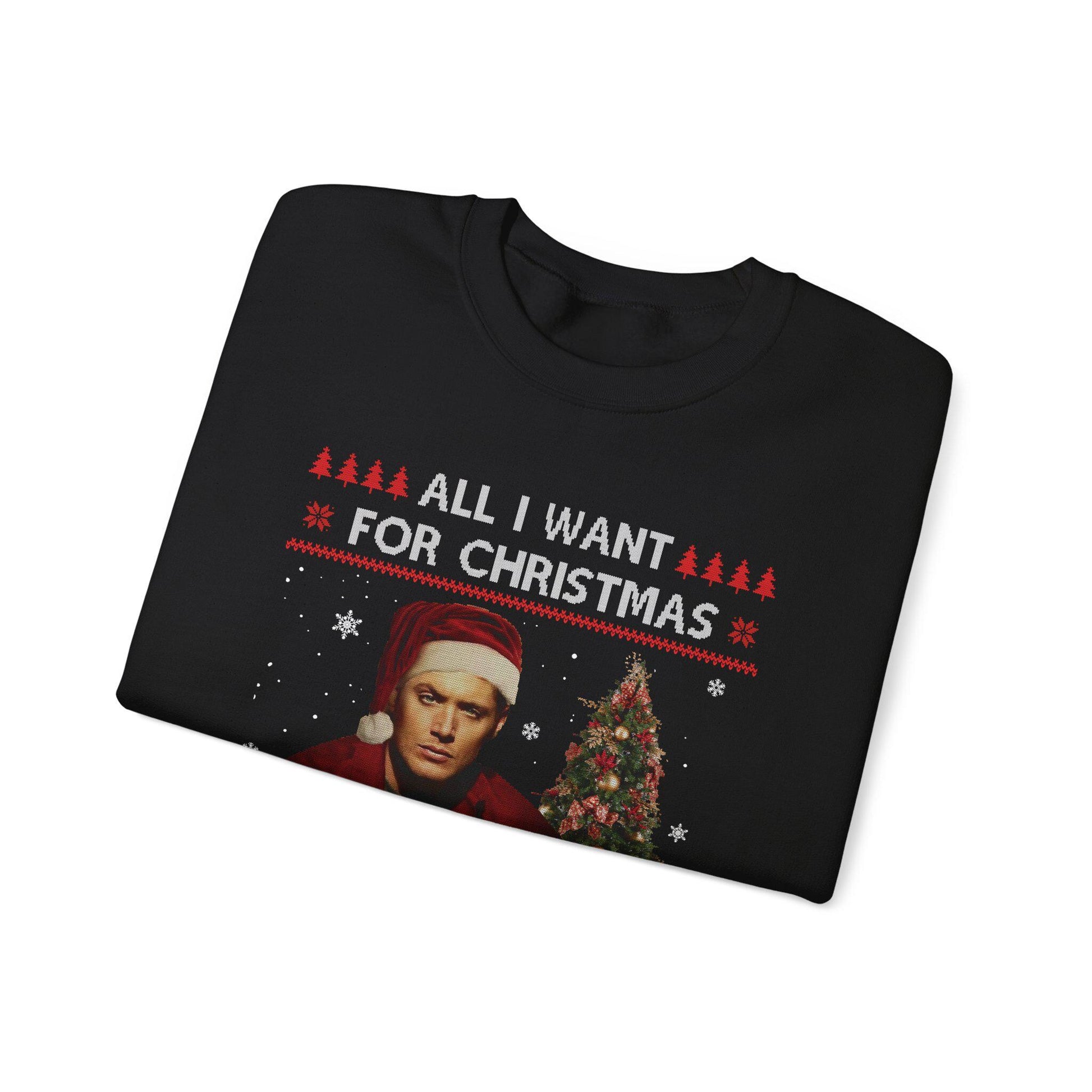 Supernatural Dean Winchester Christmas Sweatshirt | All I Want For Christmas Ugly Sweater Shirt