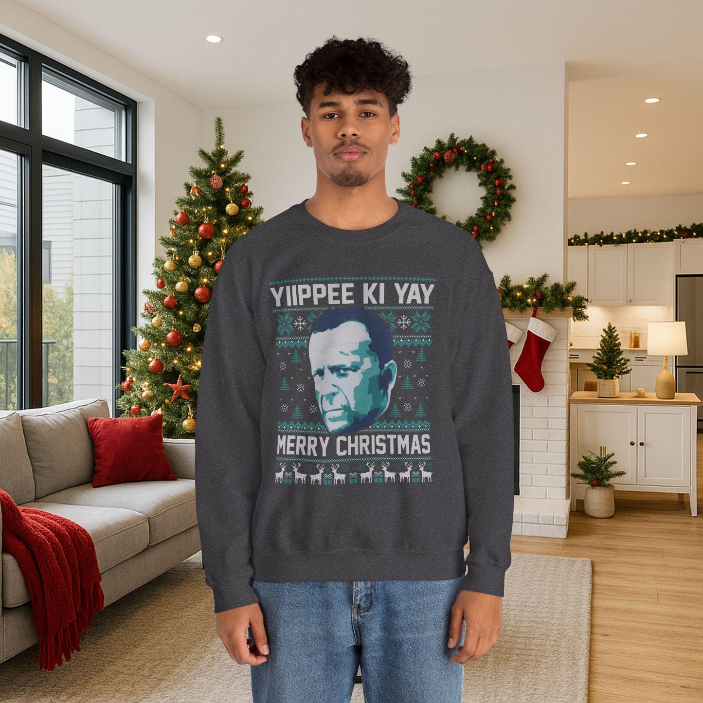 Yippee Ki Yay Sweatshirt | Die Hard Inspired Ugly Christmas Crewneck