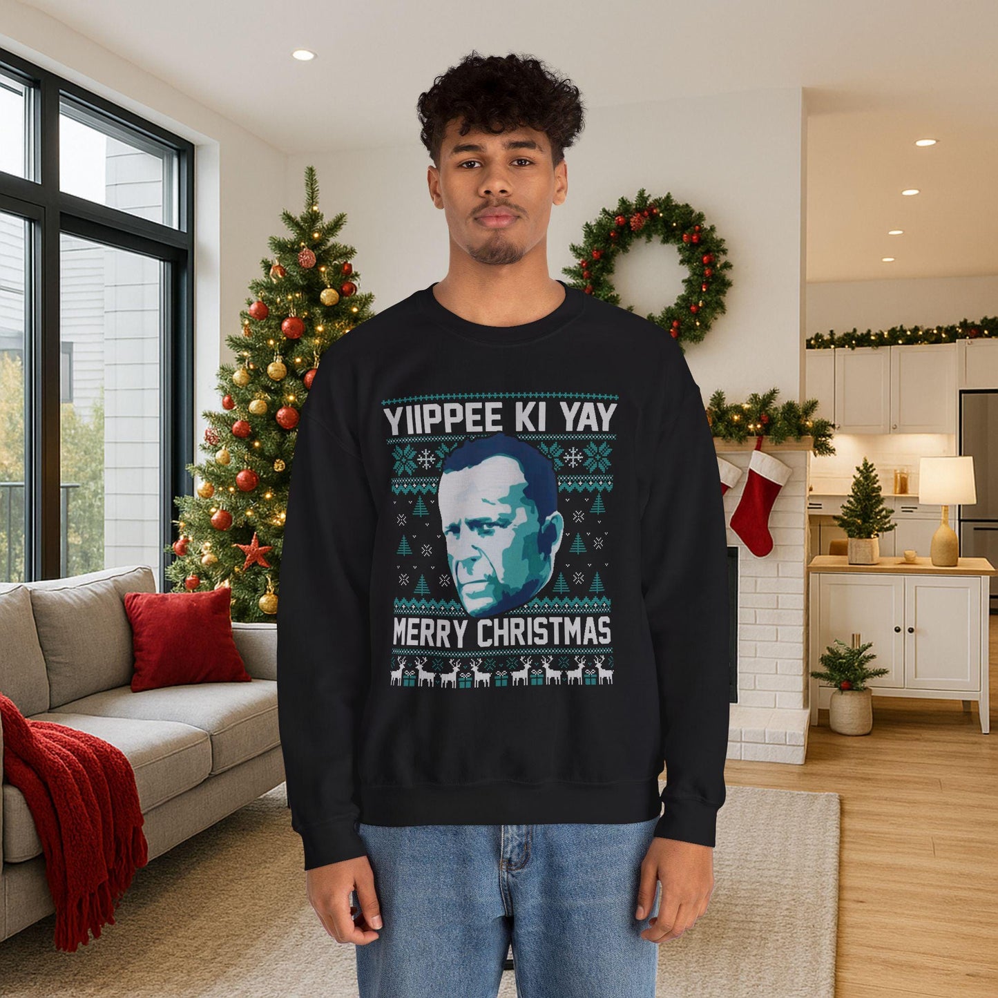 Yippee Ki Yay Sweatshirt | Die Hard Inspired Ugly Christmas Crewneck
