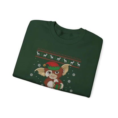 Gizmo Gremlins Christmas Sweatshirt | Cute Mogwai Ugly Christmas Sweater | Retro Creature Holiday Top
