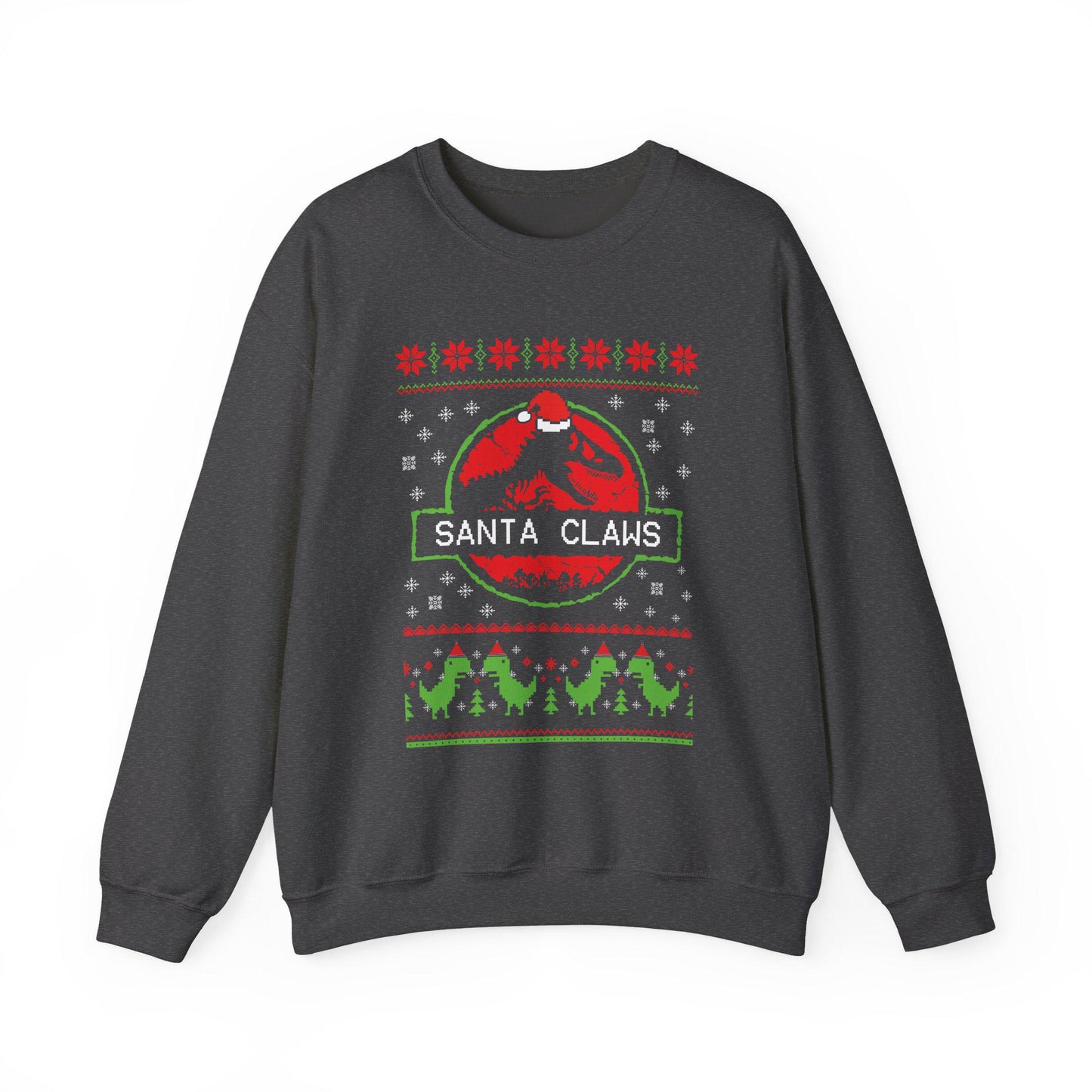 Santa Claws Jurassic Christmas Sweatshirt | Dinosaur Parody Ugly Sweater