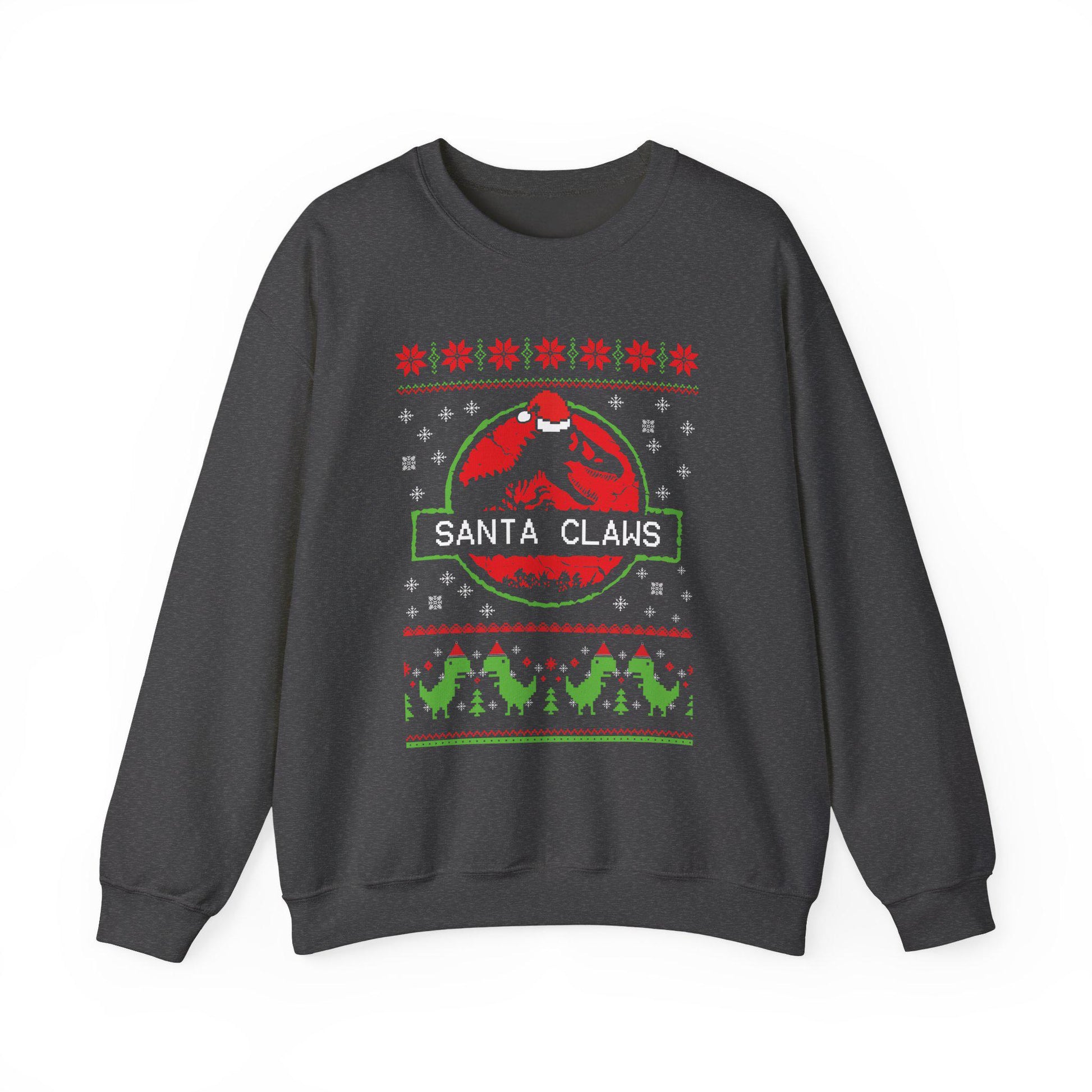 Santa Claws Jurassic Christmas Sweatshirt | Dinosaur Parody Ugly Sweater