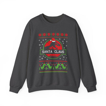 Santa Claws Jurassic Christmas Sweatshirt | Dinosaur Parody Ugly Sweater