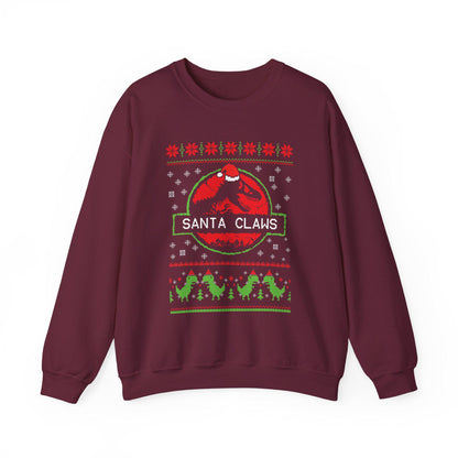 Santa Claws Jurassic Christmas Sweatshirt | Dinosaur Parody Ugly Sweater
