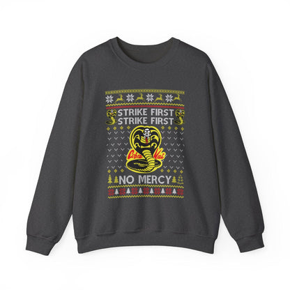Cobra Kai Ugly Christmas Sweatshirt | Strike First, No Mercy
