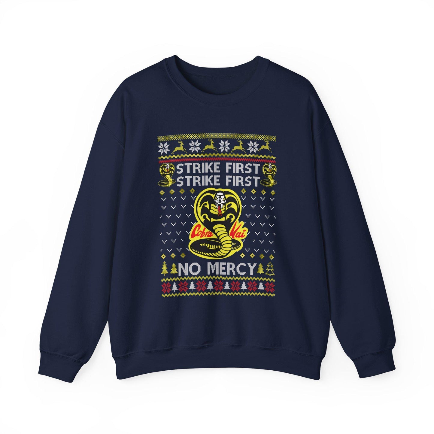 Cobra Kai Ugly Christmas Sweatshirt | Strike First, No Mercy