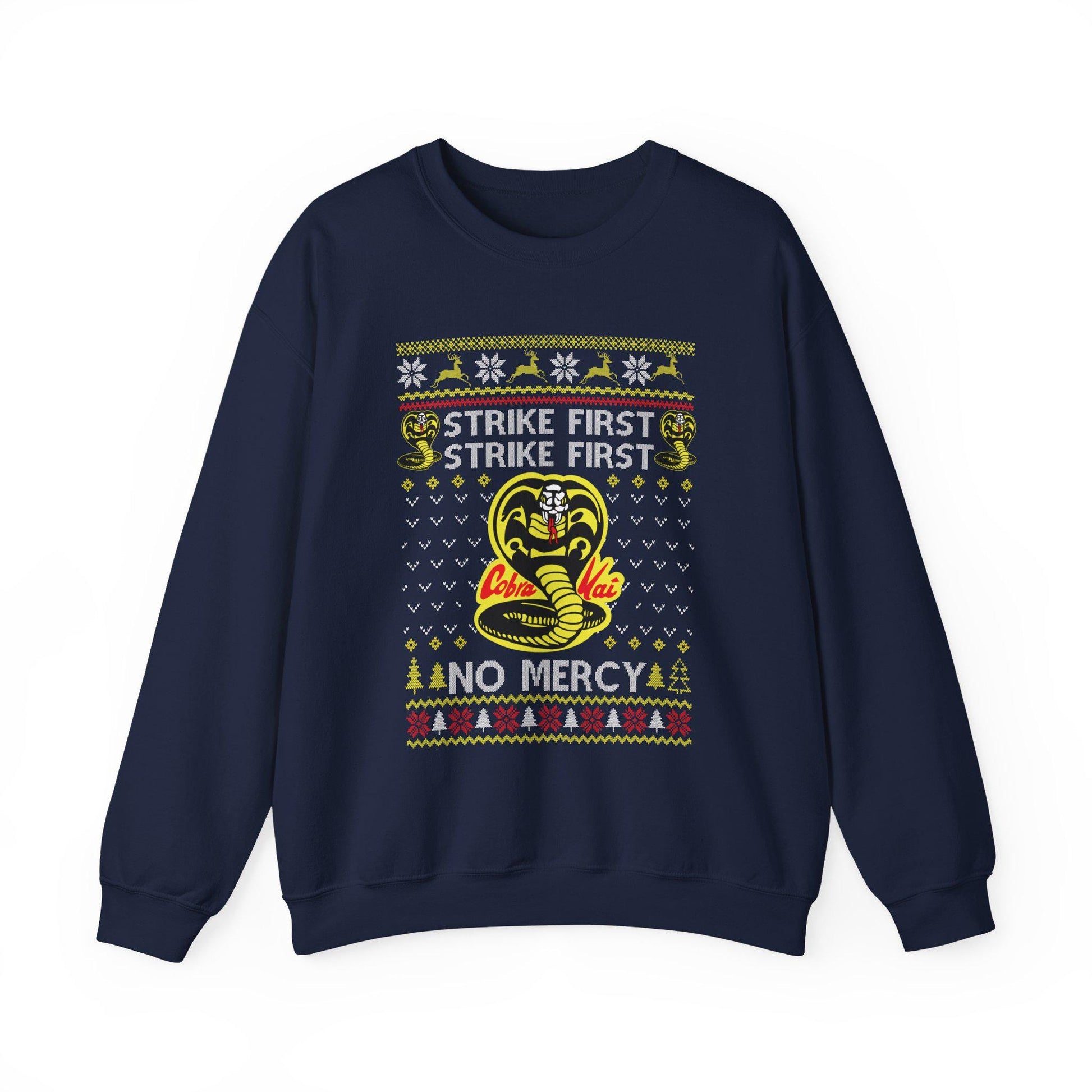 Cobra Kai Ugly Christmas Sweatshirt | Strike First, No Mercy