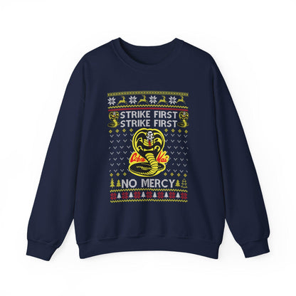 Cobra Kai Ugly Christmas Sweatshirt | Strike First, No Mercy