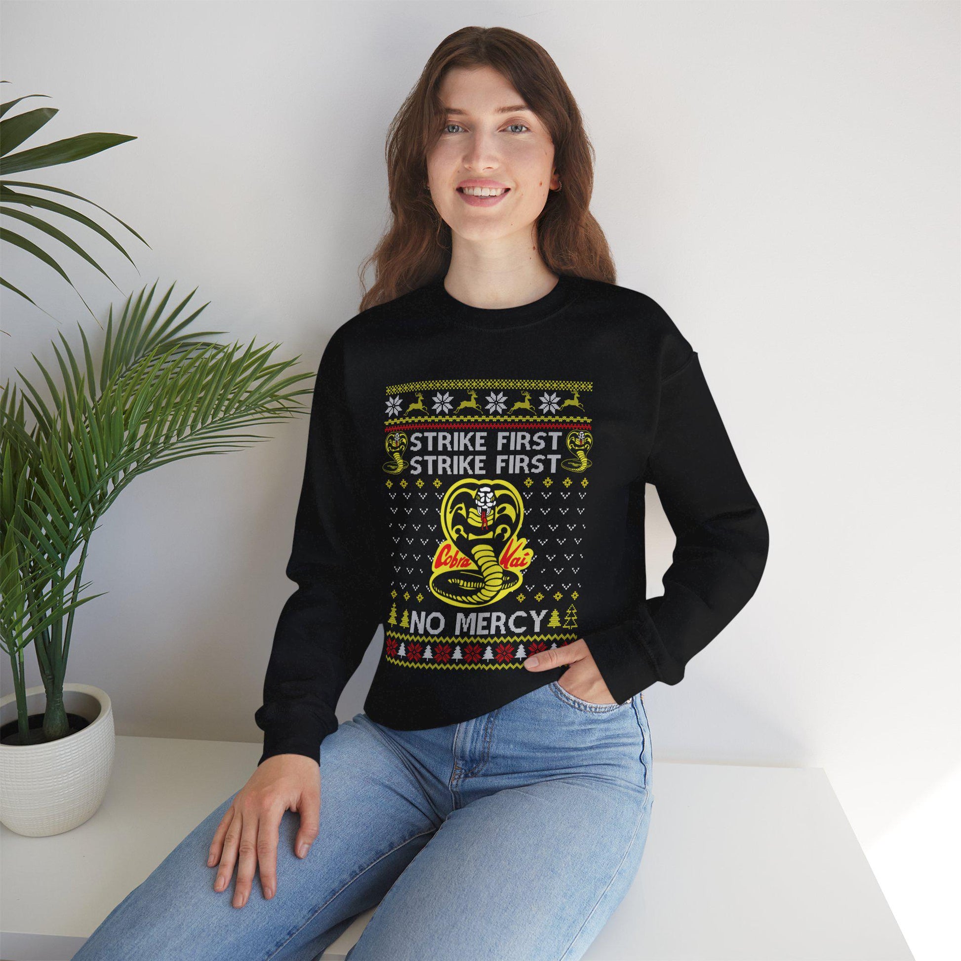 Cobra Kai Ugly Christmas Sweatshirt | Strike First, No Mercy