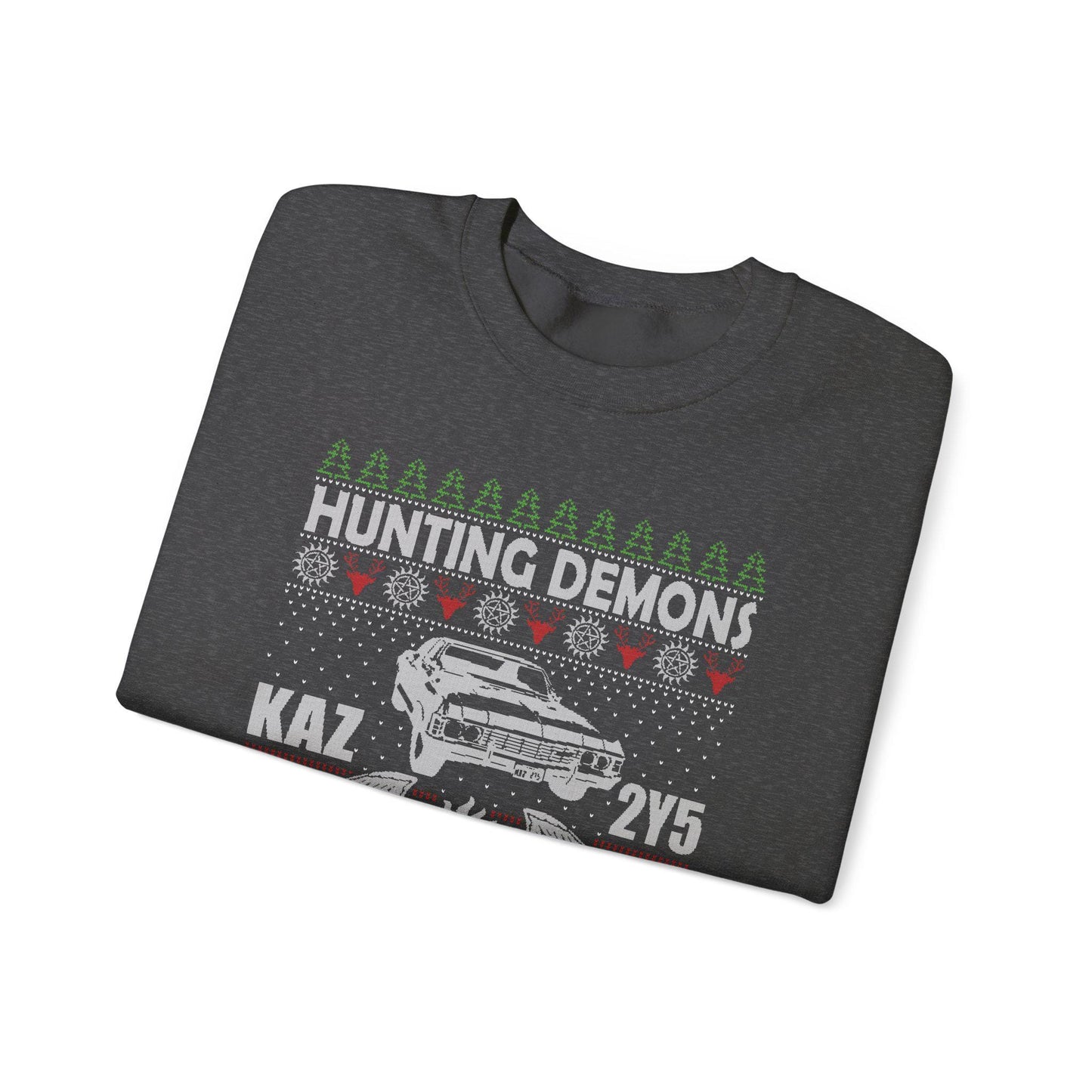 Supernatural Hunting Demons Christmas Sweatshirt | KAZ 2Y5 Impala Ugly Sweater | Saving Christmas Winchester Top