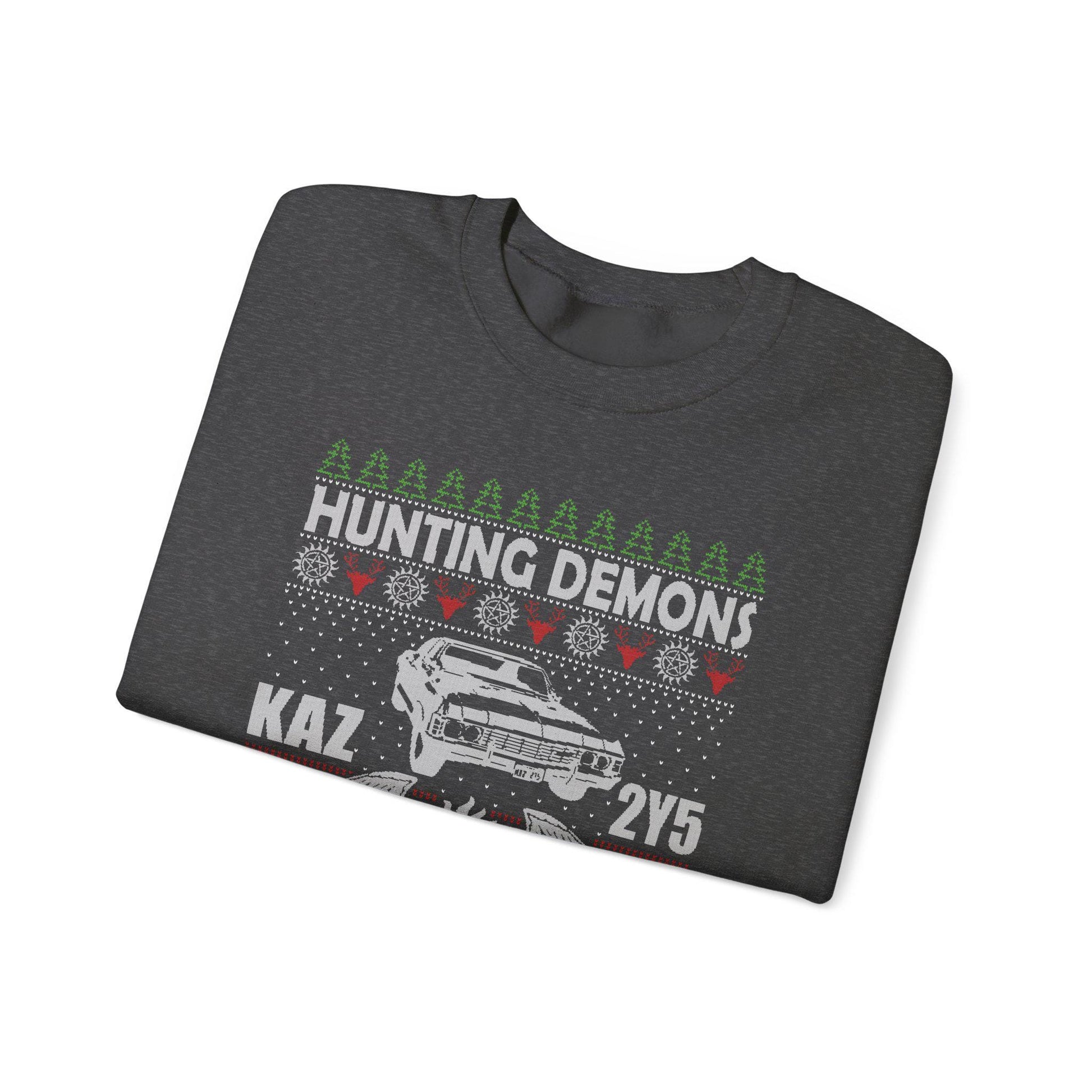 Supernatural Hunting Demons Christmas Sweatshirt | KAZ 2Y5 Impala Ugly Sweater | Saving Christmas Winchester Top