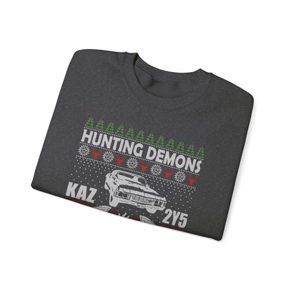 Supernatural Hunting Demons Christmas Sweatshirt | KAZ 2Y5 Impala Ugly Sweater | Saving Christmas Winchester Top