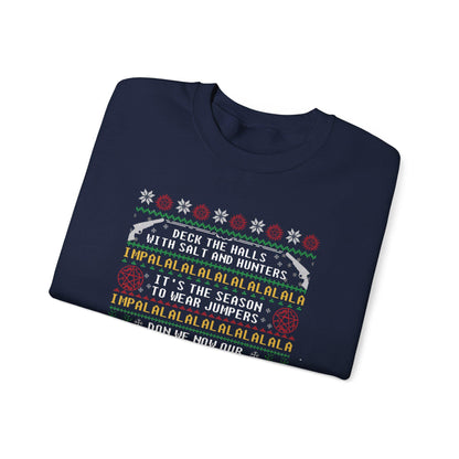 Supernatural Deck The Halls Impala Christmas Sweatshirt | Salt And Hunters Ugly Sweater | Winchester Holiday Wear
