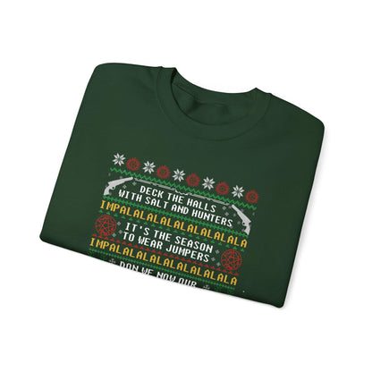 Supernatural Deck The Halls Impala Christmas Sweatshirt | Salt And Hunters Ugly Sweater | Winchester Holiday Wear