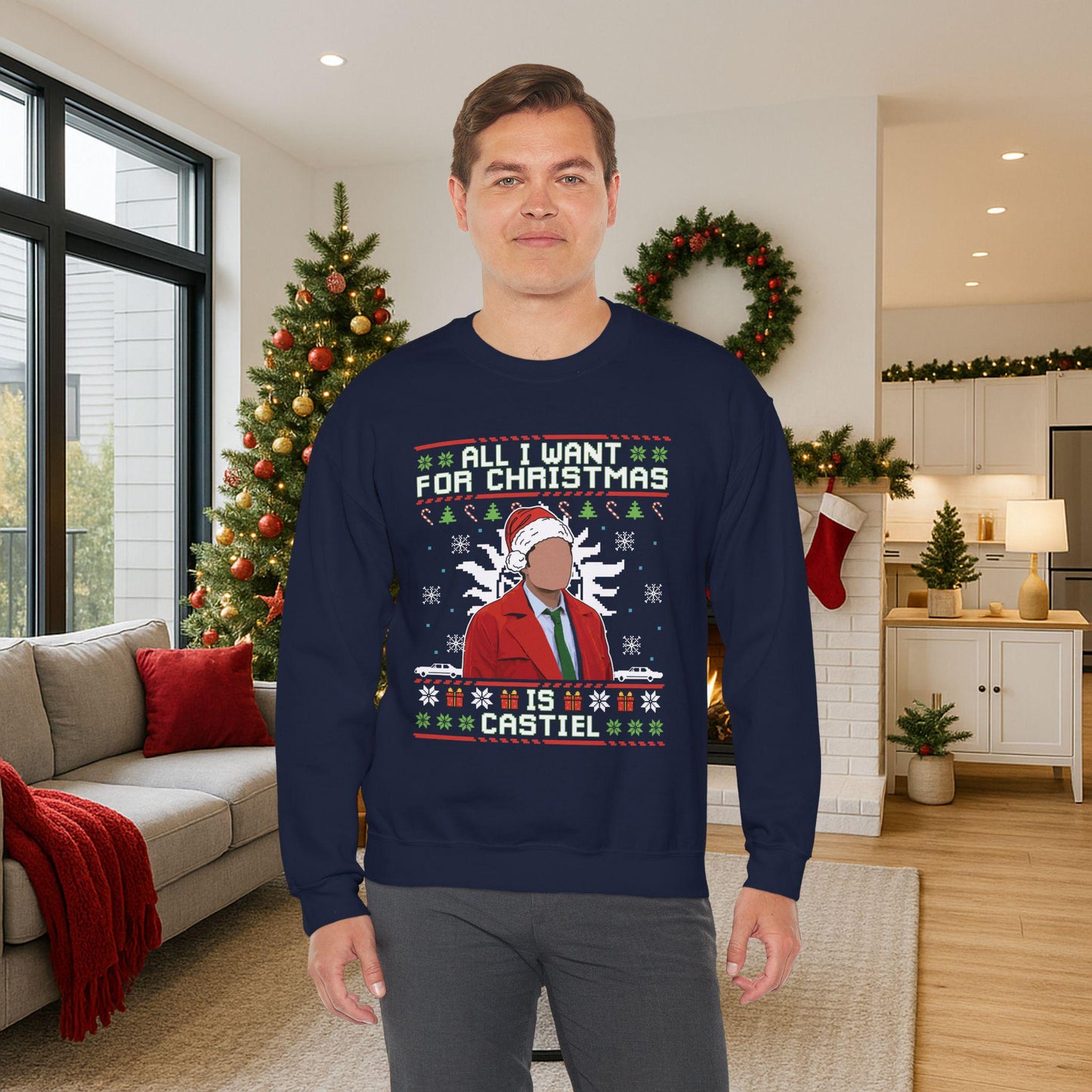 Castiel Christmas Sweatshirt | Supernatural Angel Ugly Sweater