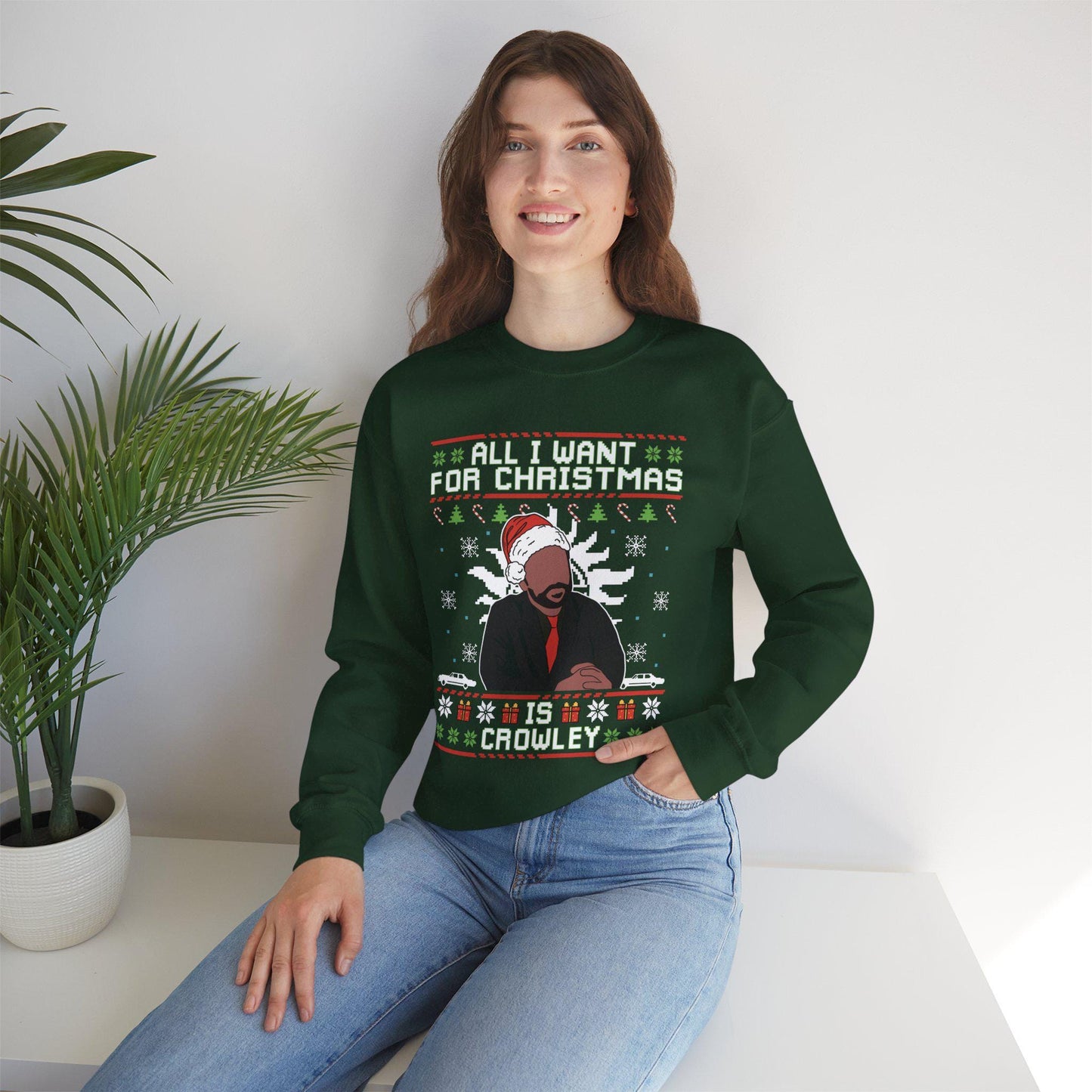 Crowley Christmas Sweatshirt | Supernatural Inspired Ugly Sweater